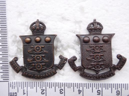 WW2 Indian Army Ordnance Corps Collars 
