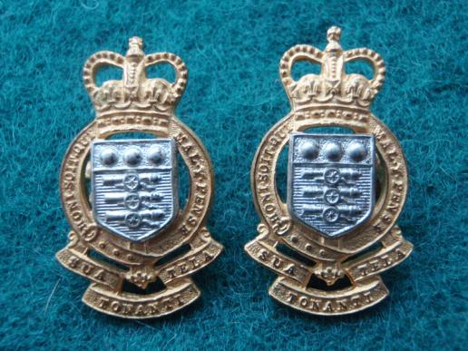 Officers Silver/gilt R.A.O.C Collar Badges