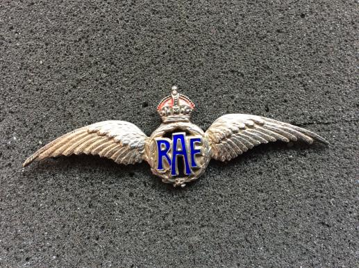 Large WW2 RAF Silver & Enamel Sweetheart 64mm long