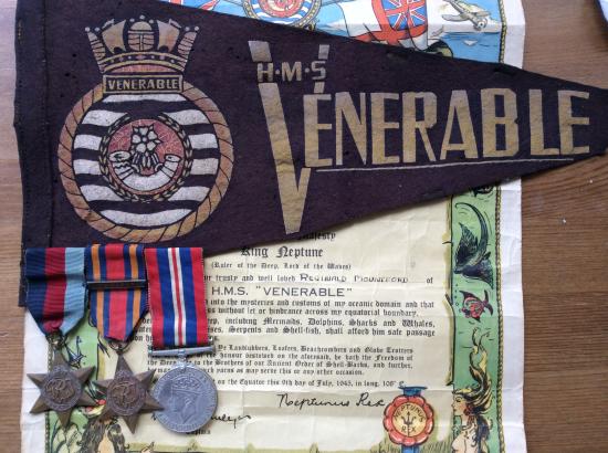 WW2 Burma star with PACIFIC bar, RN medal group , H.M.S VENERABLE