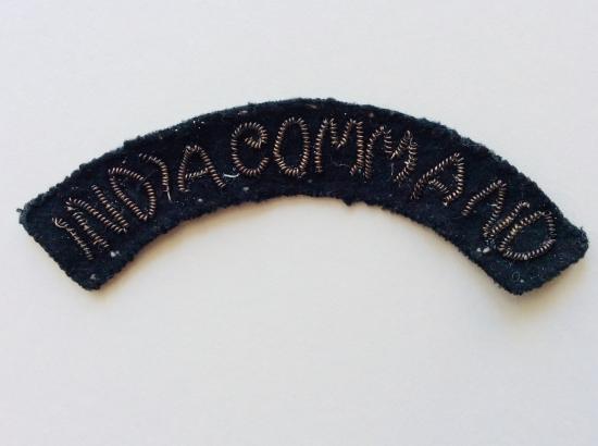 WW2 INDIA COMMAND silver bullion Shoulder title