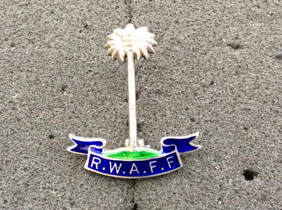 WW2 R.W.A.F.F Silver & enamel high quality Service cap or sweetheart