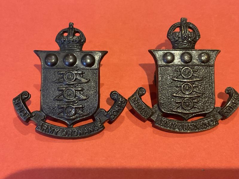 WW2 Officers Indian Army ordnance Corps collar badges.