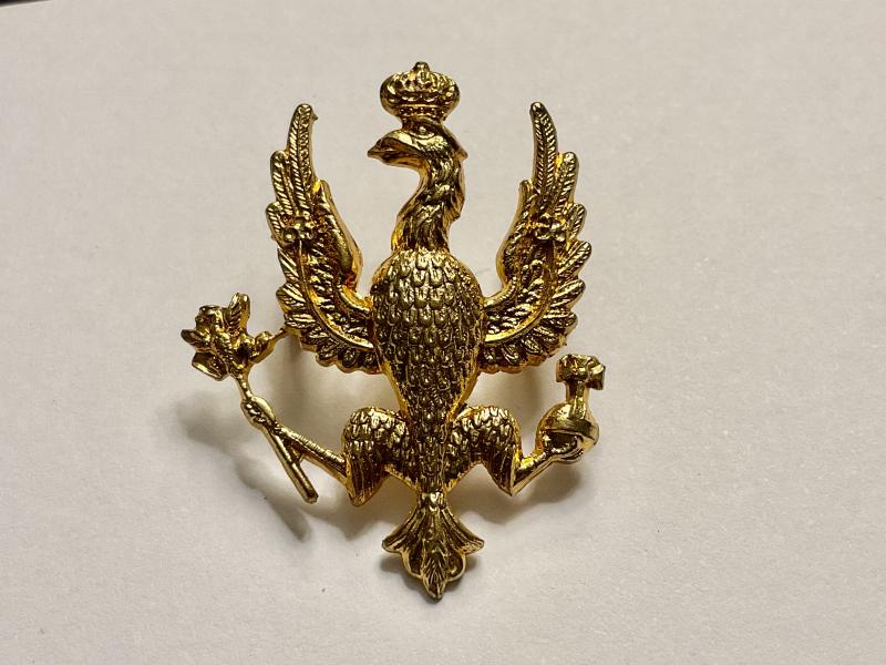 14th/20th Kings Hussars gilded brass cap badge