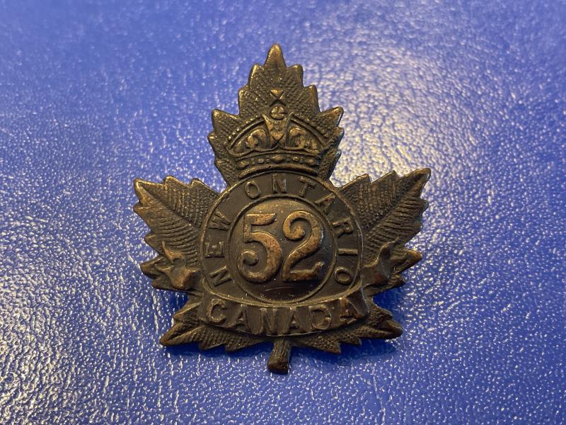 WW1 C.E.F 52nd Infantry Battalion “New Ontario “ cap badge.