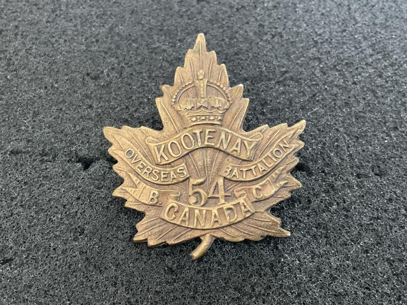 WW1 C.E.F 54th Infantry Battalion ‘Kootenay Battalion’ cap badge