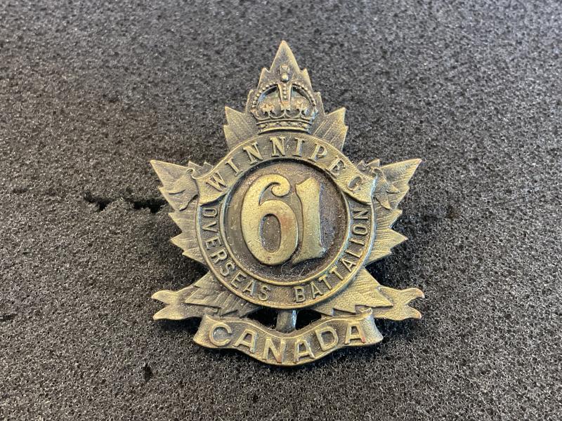 WW1 C.E.F 61st Infantry Battalion “Winnipeg” cap badge