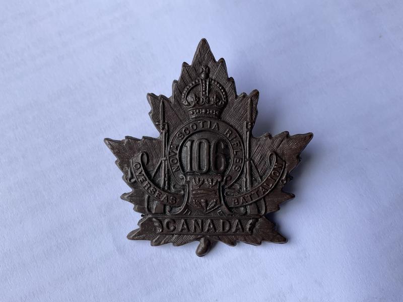 WW1 C.E.F 106th Infantry ‘Nova Scotia Rifles’ cap badge.