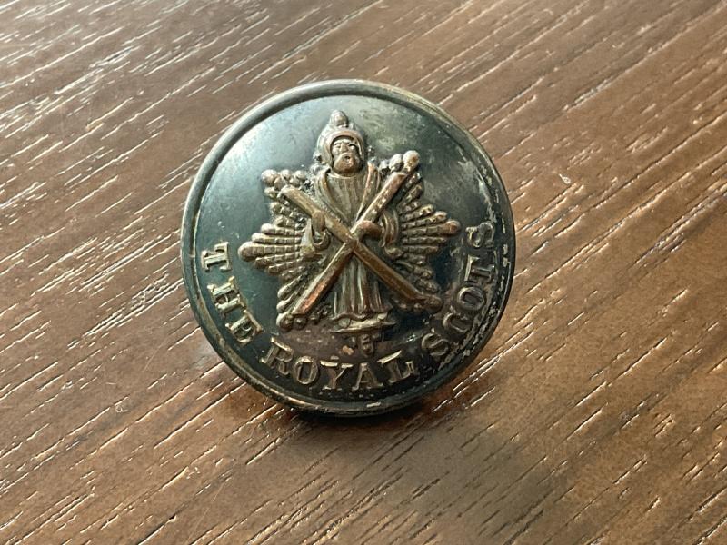 Officers silver plated The Royal Scots large button by Firmin.