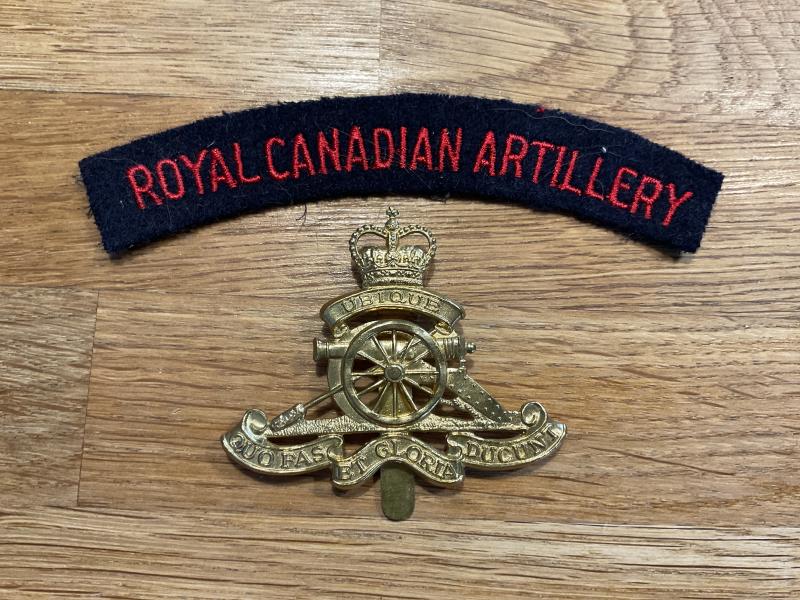 Royal Canadian Artillery cap badge & shoulder title.