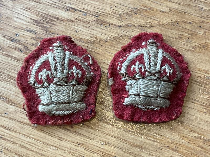WW2 British & Commonwealth infantry Majors cloth rank crowns.