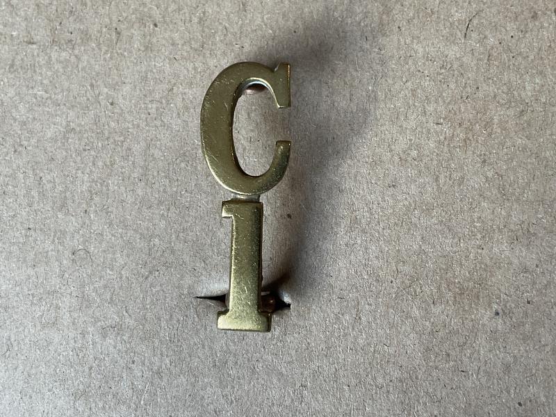 WW1 CEF 1st Battalion (Western Ontario) C/1 collar badge