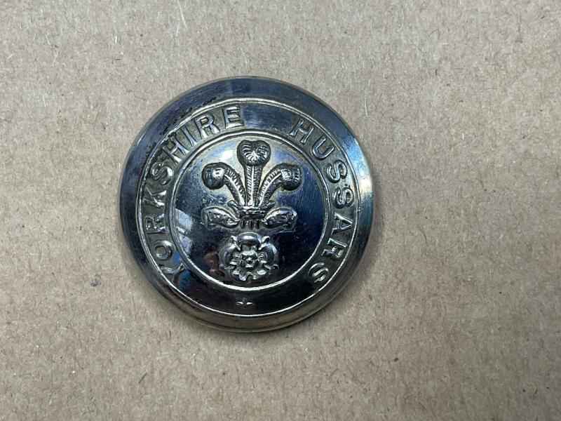 Yorkshire Hussars officers silver plated 24mm button