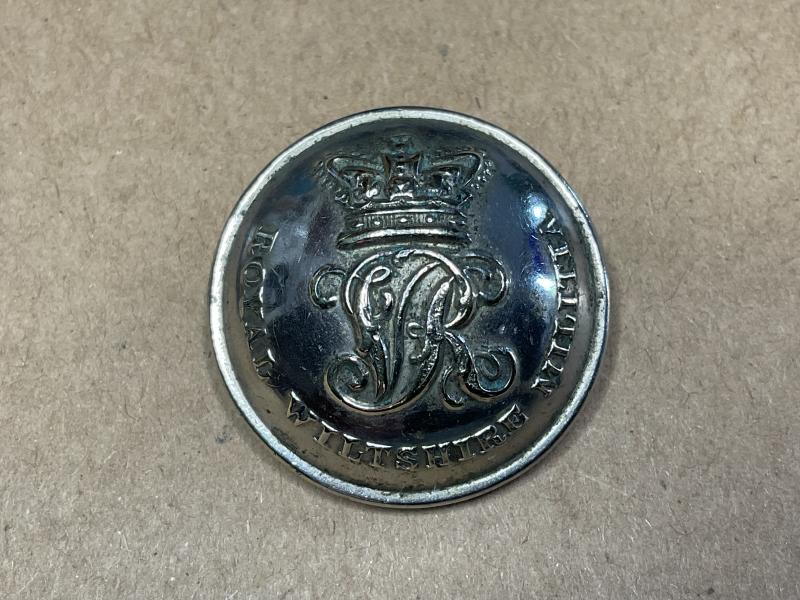 QVC Royal Wiltshire Militia officers silver plated button.