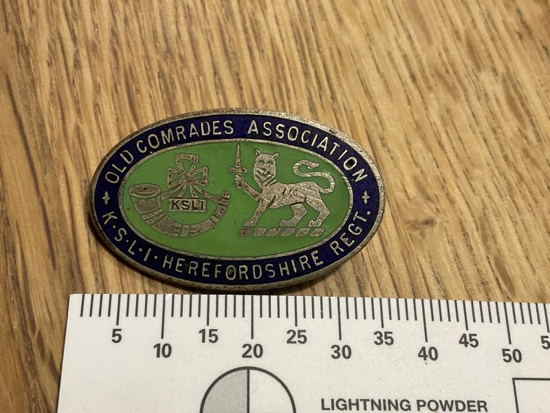 K.S.L.I & Herefordshire Regt Old Comrades Association lapel badge.