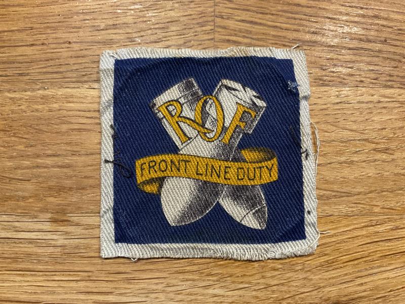 Royal Ordnance Factory Front Line Duty cloth overall badge.