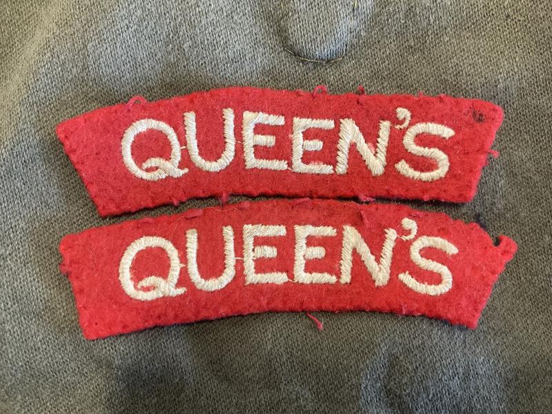 WW2 QUEENS Regiment cloth shoulder titles