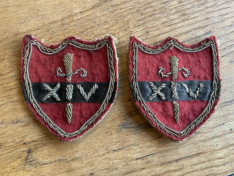 WW2 14th Army Bullion formation signs, matched pair.