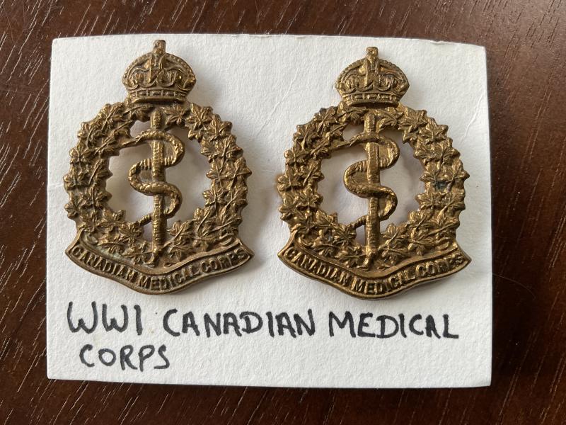 WW1 Canadian Medical Corps collar badges.