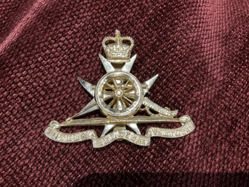 Q/C Anodised Royal Malta Artillery cap badge by FIRMIN.