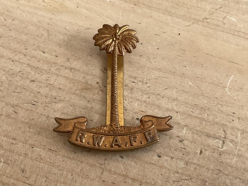WW2 R.W.A.F.F brass cap badge by J.R GAUNT B’HAM
