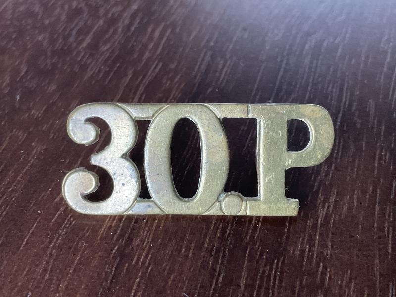 WW1 Indian Army; 30th Punjabis Regiment brass title.