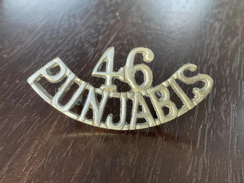 WW1 Indian Army 46th Pajputs Regt brass shoulder title.