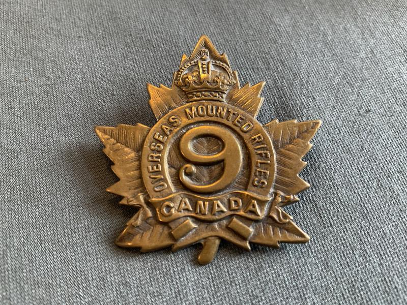 WW1 CEF 9th Lloydminster Mounted Rifles cap badge By Inglis