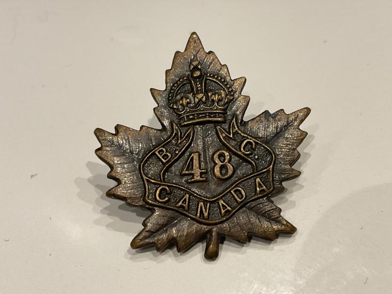 WW1 C.E.F 48th Infantry Battalion B.C collar badge.