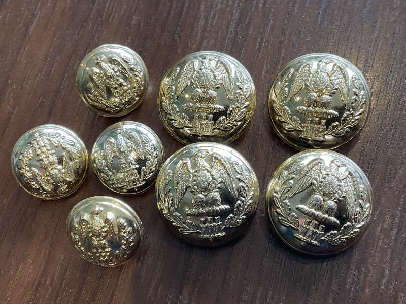 Anodised Essex Regiment buttons, large x 4 , medium x 4.