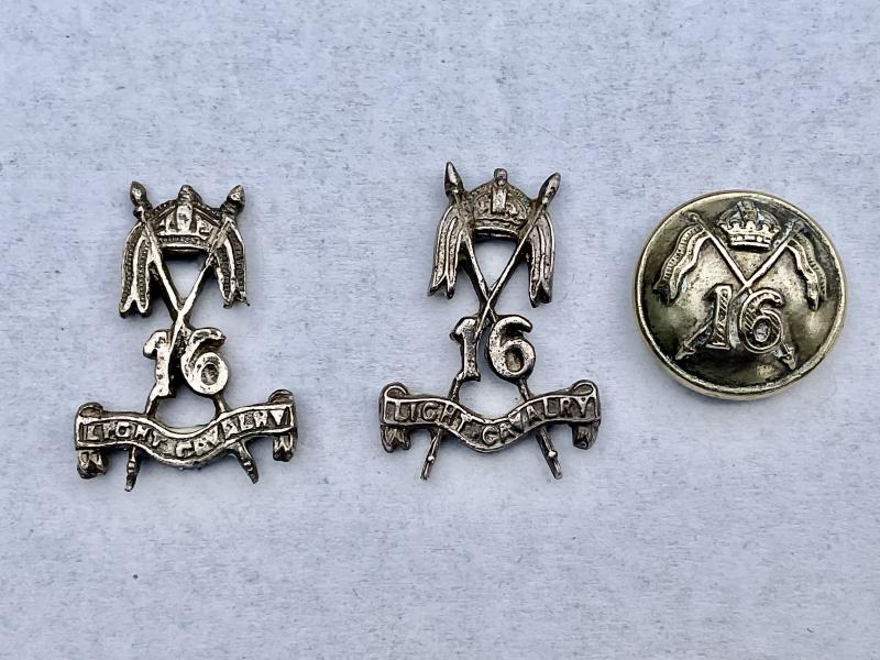 WW2 Indian 16th Light Cavalry 1922-47 collars & button.