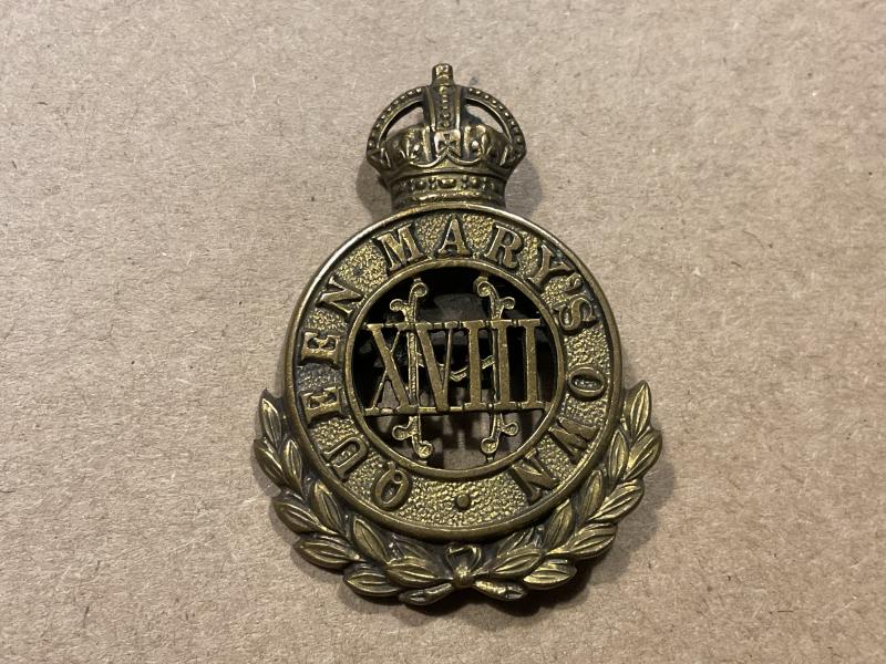 Boer War & WW1 18th Hussars O.S.D cap badge.