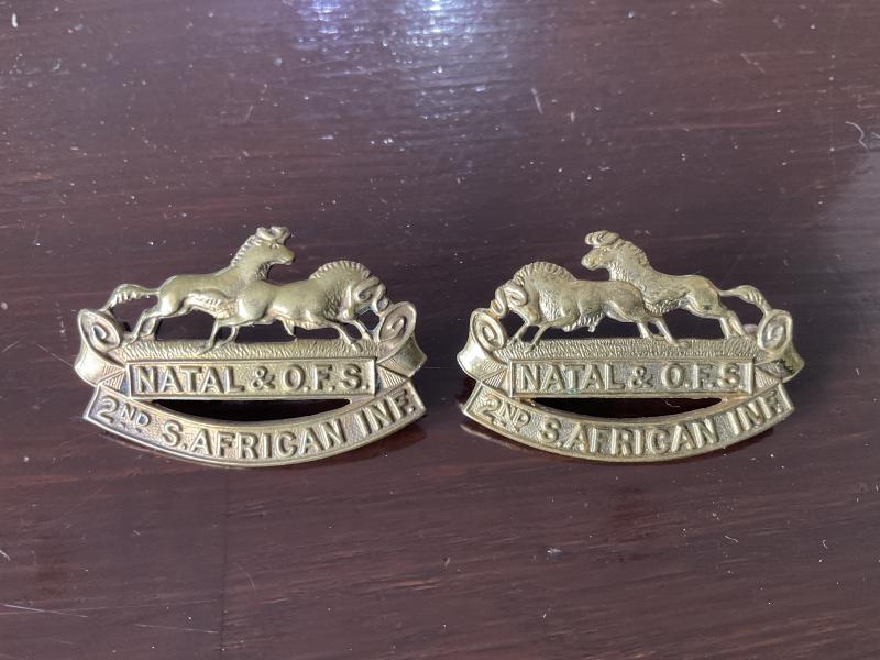 WW1 2nd S.A Infantry collars by rare London maker.