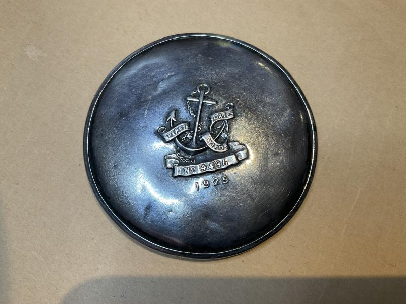 Naval Officers Masonic lodge women’s silver compact mirror.