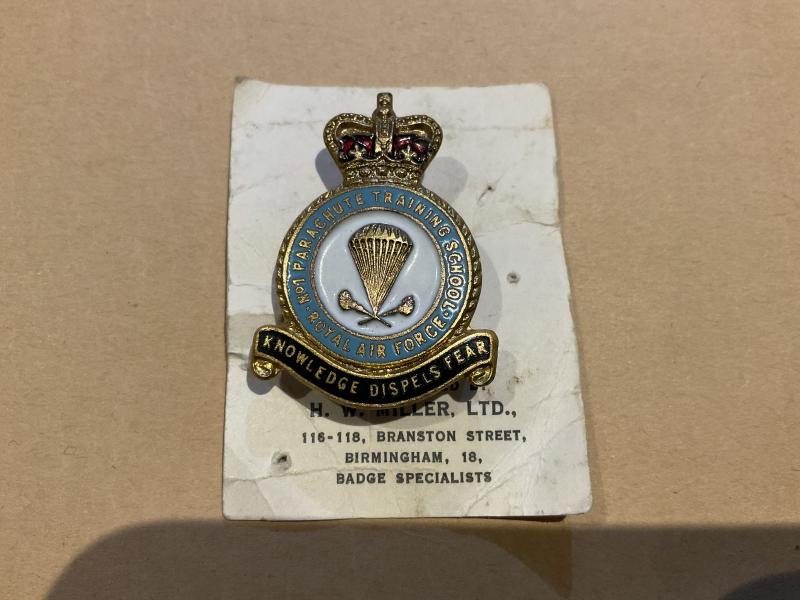 no 1 Parachute training school R.A.F lapel badge by H.W Miller.